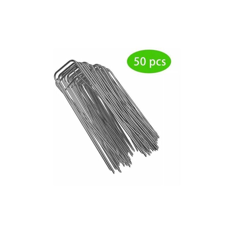 50 U-förmige Gartenheringe Zur Befestigung Von Unkrautplanen, Campingplanen Und Gartenzäunen, 200 Mm Lang, 40 Mm Breit, 2,5 Mm Durchmesser
