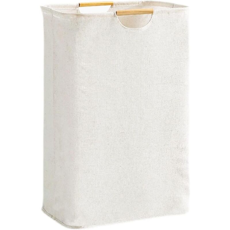 Beige Wäschekorb, Maße 39×53×27 Cm, Großer Faltbarer Wäschekorb Aus Oxford-gewebe Mit Holzgriff, Geeignet Für Schlafzimmer, Wohnzimmer, Kinderzimmer, Badezimmer Und Reisen.