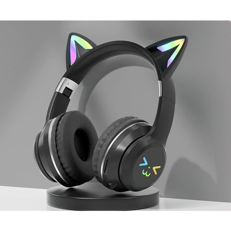 Bluetooth-kopfhörer Mit Blinkenden Led-leuchten, Kabellose Ohrhörer Mit Mikrofon, Coole Rgb-stereo-kopfhörer Für Kinder Und Mädchen – Schwarz