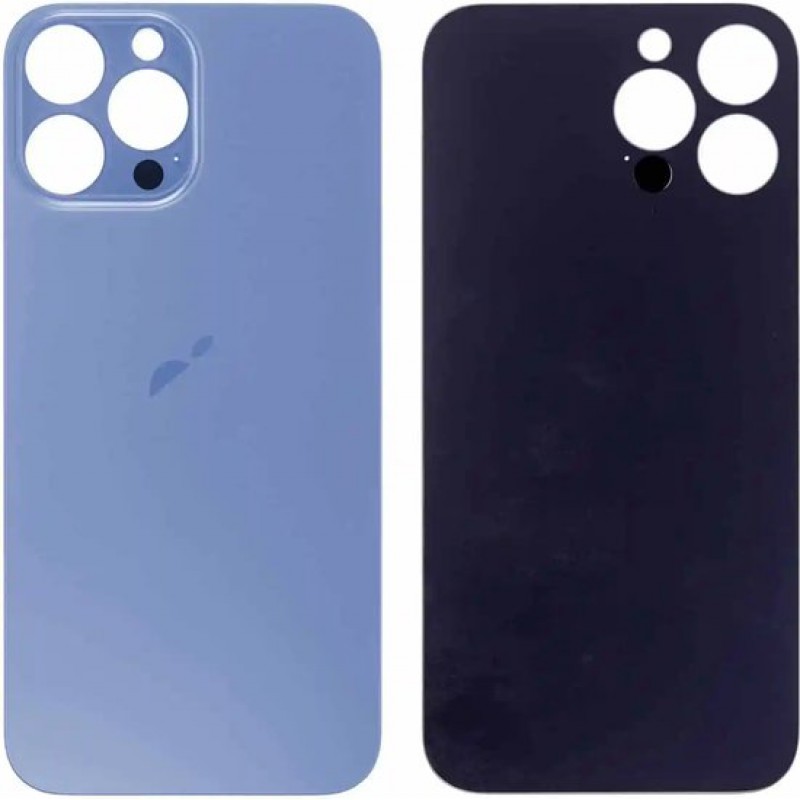 Glasrückseite Für Iphone 13 Pro Max Mit Logo Glasrückseite Glashülle Große Aussparung Blau Sierra-blau Ersatzteil Apple-teile