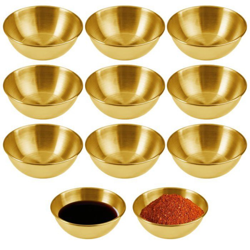 10-teiliges Set Goldener Edelstahl-saucenschälchen, 8,2 X 3 Cm, 120 Ml – Mini-rundschälchen Zum Dippen Von Snacks Und Gewürzen – Dupcheliry