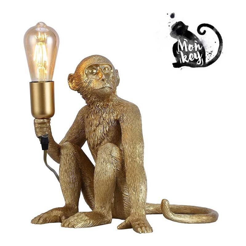Carmdering Designer-schreibtischlampe Aus Kunstharz, In Form Eines Affen – Gold