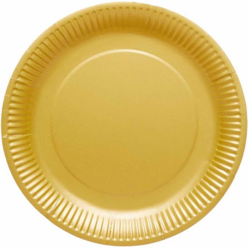 Set Mit 8 Goldenen Papptellern, Kompostierbar, Plastikfrei, Fsc-zertifiziert, Für Partys Und Buffets.
