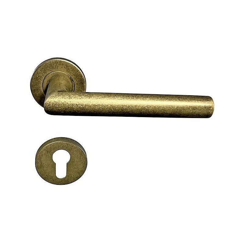 Paar Griffe Aus Edelstahl 304 In „antique Gold“ Auf Rosetten + 1 Paar Zylindrische Rosetten