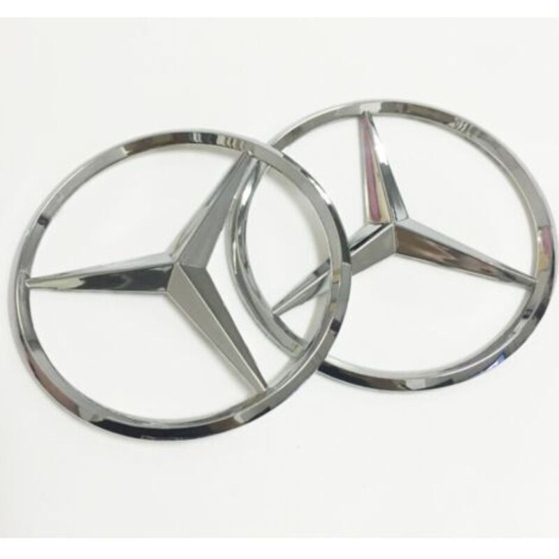Mercedes-benz Hecklogo, Heckklappenlogo, 9 Cm Autologo, Hecklogo, 90 Mm Dreifach Gefaltetes Logo (silber)