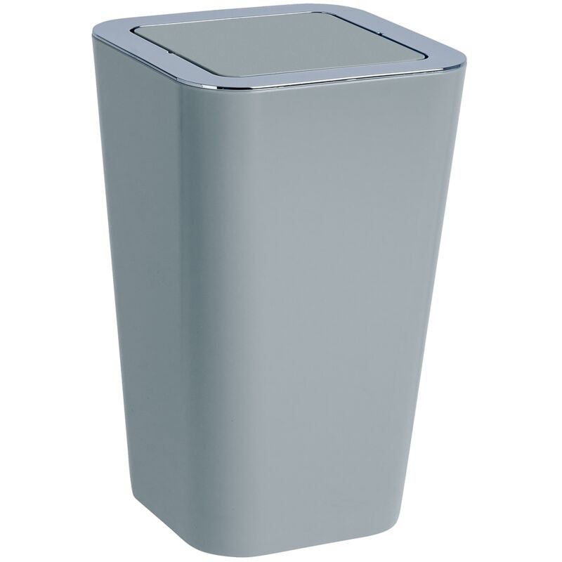 Badezimmer-abfalleimer Mit Schwingdeckel, Bonbonfarben, Kunststoff, 6 L, 18 X 28,5 X 18 Cm, Grau