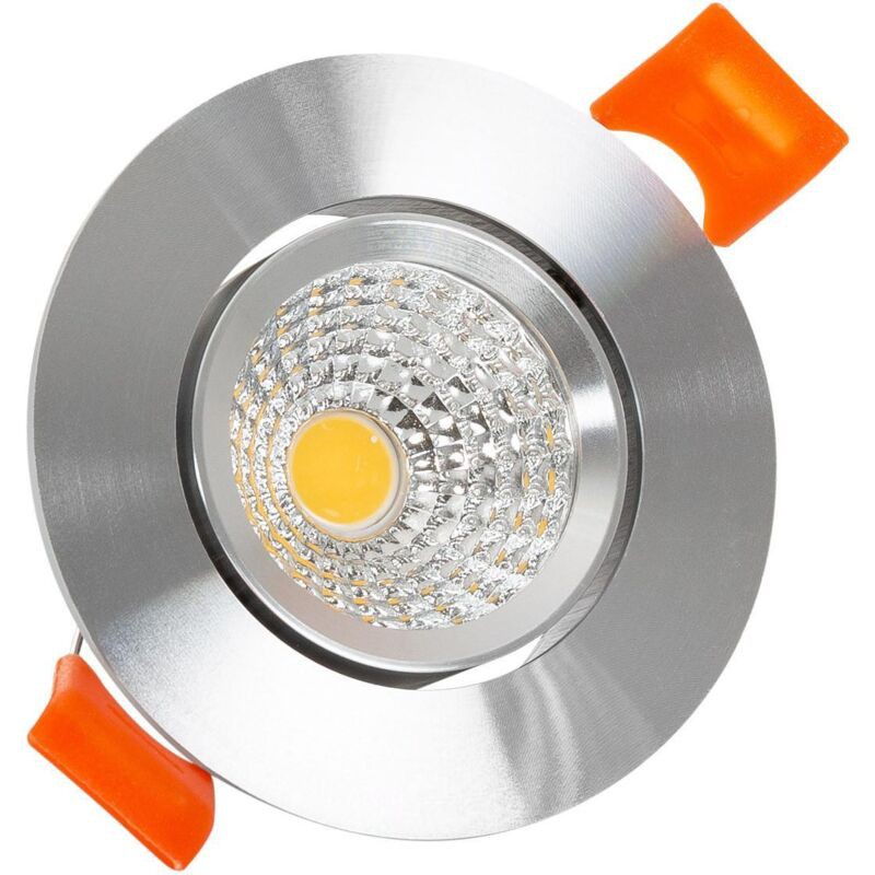 Runde 5-w-cob-led-einbauleuchte, Farbwiedergabeindex (cri) 90, 55 Mm Durchmesser, Silber, Flimmerfrei, 2700 K Warmweiß