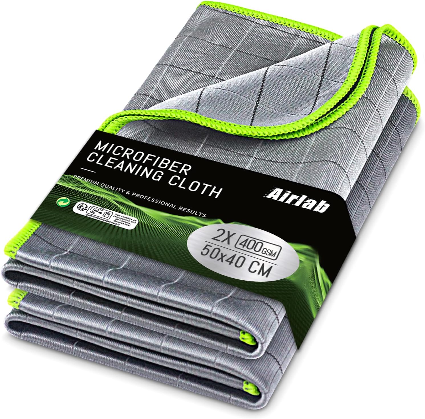 Carbon-mikrofasertuch – 2er-pack – 50 X 40 Cm – Saugfähig Und Streifenfrei – Für Auto, Motorrad, Fenster