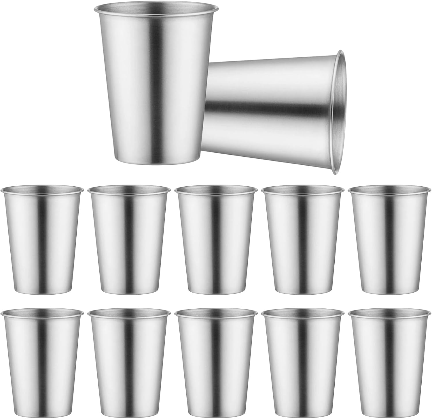 Edelstahlbecher – 10er-set – Sus304 – Stapelbar – Ideal Für Camping & Picknick – 350 Ml Silber