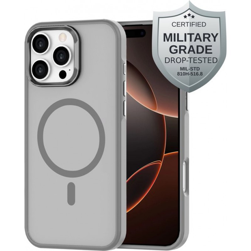 Hülle Kompatibel Mit Iphone 16 Pro Max Und Magsafe – Rückseite In Militärqualität – Grau