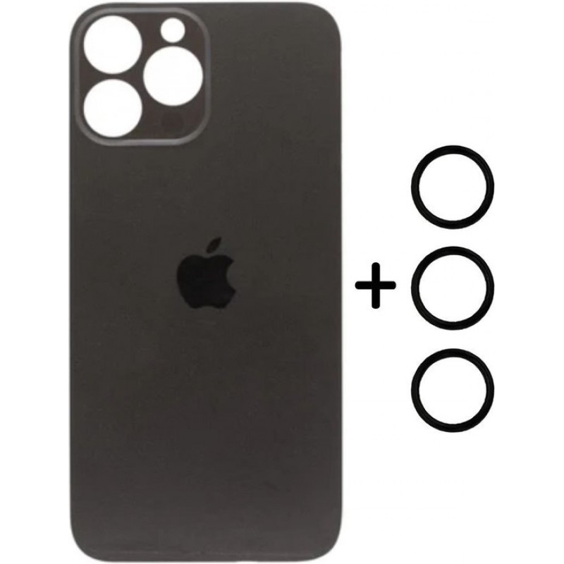 Ersatz-glasrückseite Für Iphone 13 Pro Max Mit O-ringen Logo Große Aussparung Grau