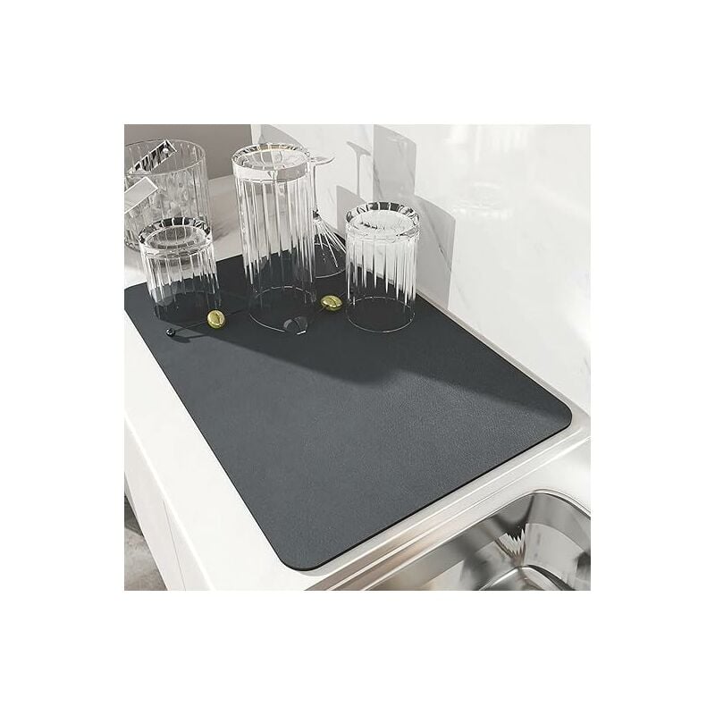 Abtropfmatte Für Geschirr, Super Saugfähige Abtropfmatte Für Geschirr, Schnelltrocknende Küchenspülbeckenmatte Aus Nanofaser, Maschinenwaschbare Abtropfmatte Für Die Küche, 40 X 30 Cm (grau)