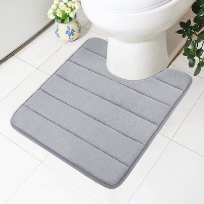 Badematte Aus Memory-schaum – Rutschfeste Unterseite – Weich – Wasserabsorbierend – Für Wc Und Badezimmer, Grau, 50 X 60 Cm