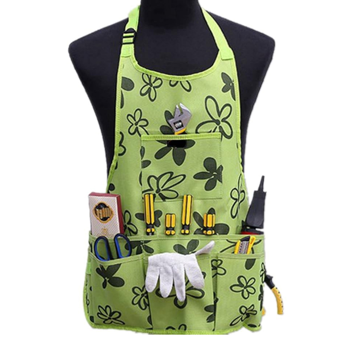 Gartenschürze, Arbeitsschürze Aus Segeltuch, Werkzeugschürze, Gekreuzte Träger, Verstellbarer Bund, Geeignet Für Damen Und Herren, Schützend Und Wasserdicht. - Green Thsin