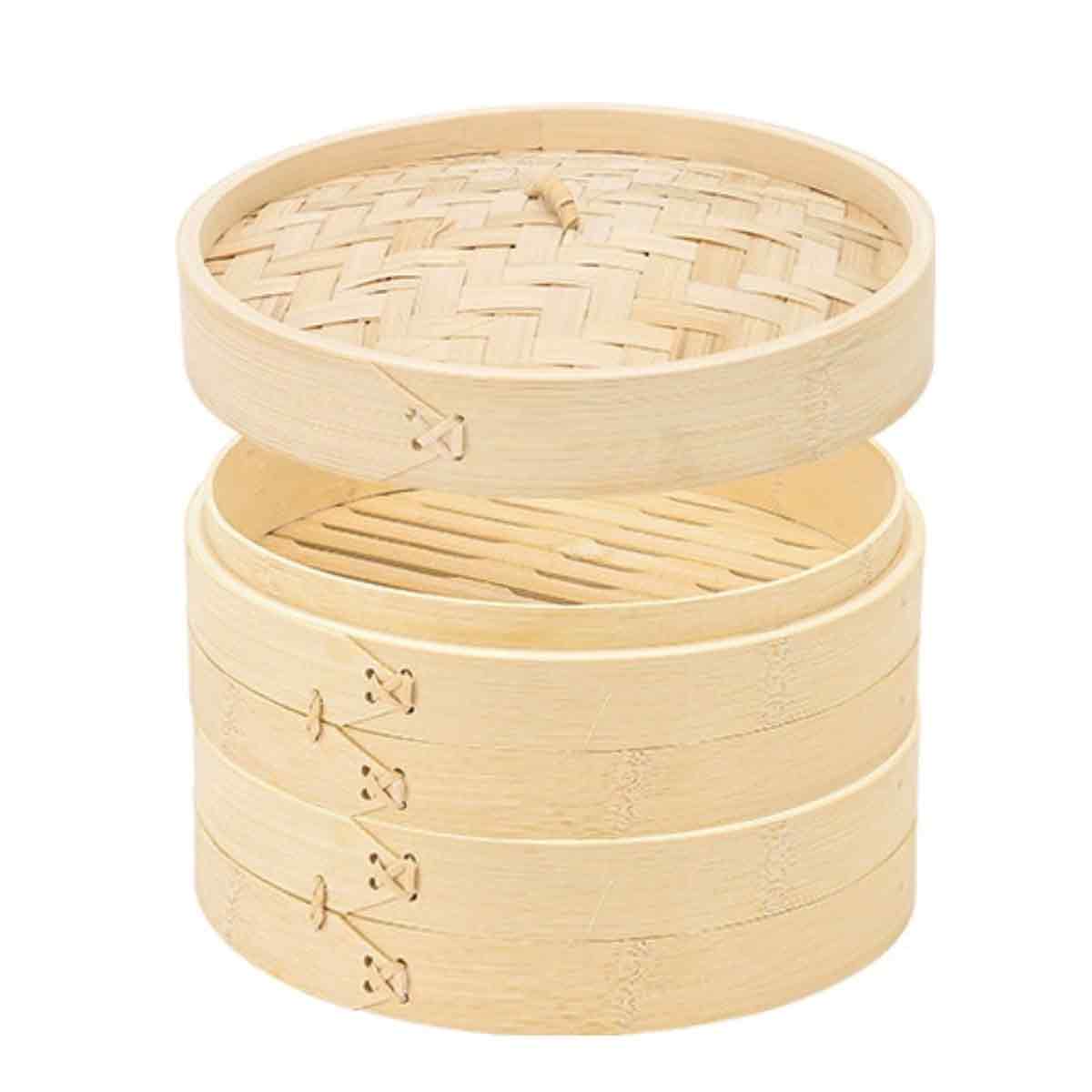 Zweistöckiger Bambusdämpfer Für Chinesischen Naturreis Mit Deckel (22 Cm) - Zweistöckiger Bambusdämpfer Für Chinesischen Naturreis Mit Deckel (22 Cm)