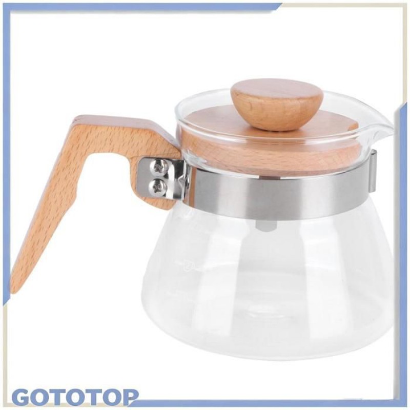 400-ml-teekanne Aus Glas Mit Holzgriff, Skala, V-förmigem Ausguss Und Dekorativem Spender