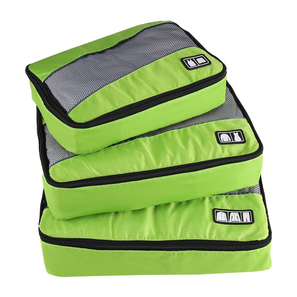Set Mit 3 Tragbaren Aufbewahrungsbeuteln Für Kleidung Und Textilien, Ideal Für Reisen, Gepäckaufbewahrung Und Haushaltsorganisation (grün).