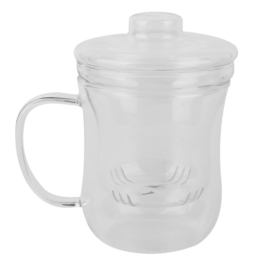 400 Ml Hitzebeständiger Klarglasbecher Mit Teefilterdeckel, Ideal Fürs Büro.