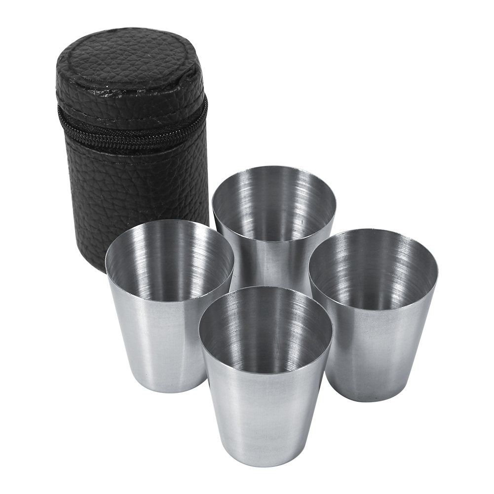 Tragbarer Edelstahlbecher Für Tee/kaffee, 30-ml-bierkrug + Reisetasche (4-teilig)
