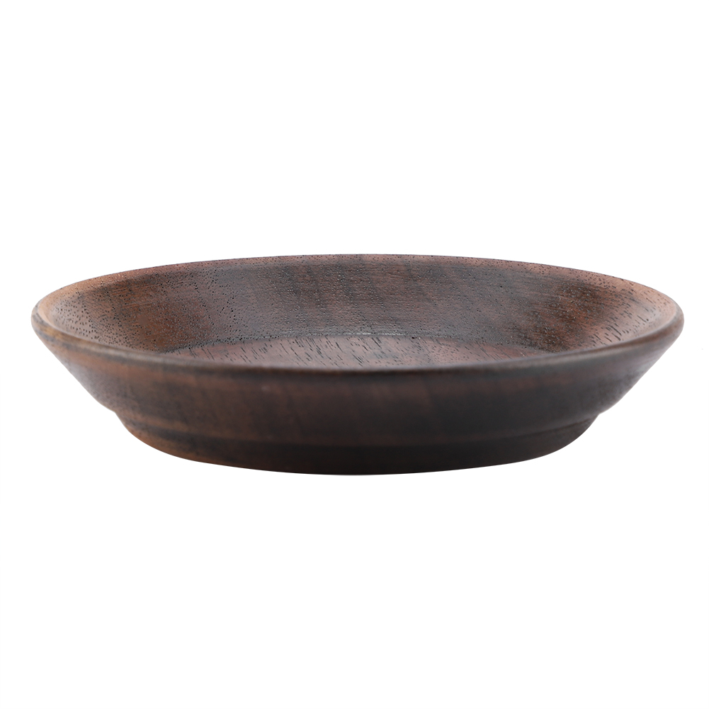 Rundes Tablett Aus Dunklem Massivholz Für Obst, Desserts, Kuchen, Tee (10,5 Cm)