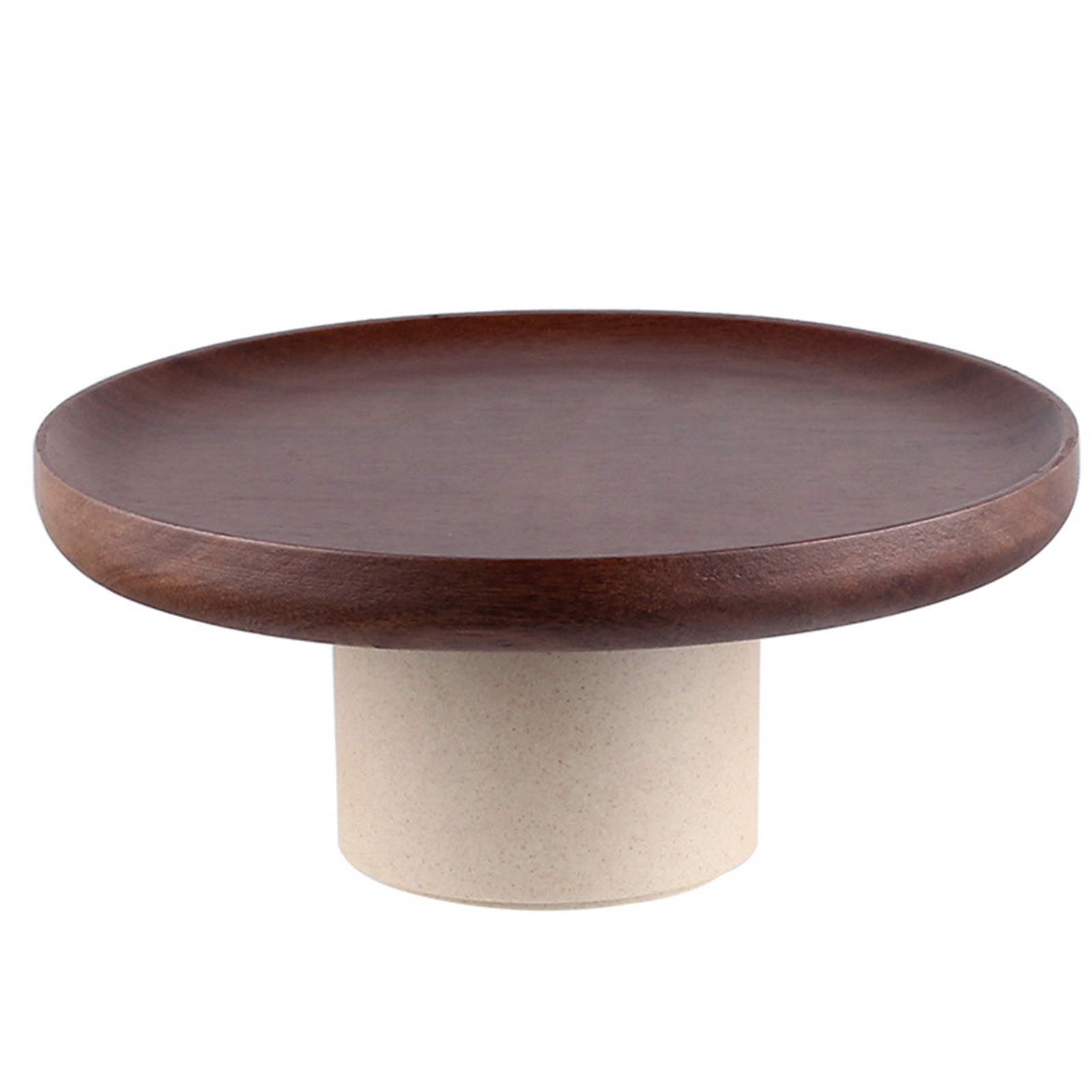Retro-obsttablett Aus Keramik, Obstständer Aus Holz, Hohe Obstschale, Serviertablett Für Kuchen Und Vorspeisen Für Das Wohnzimmer