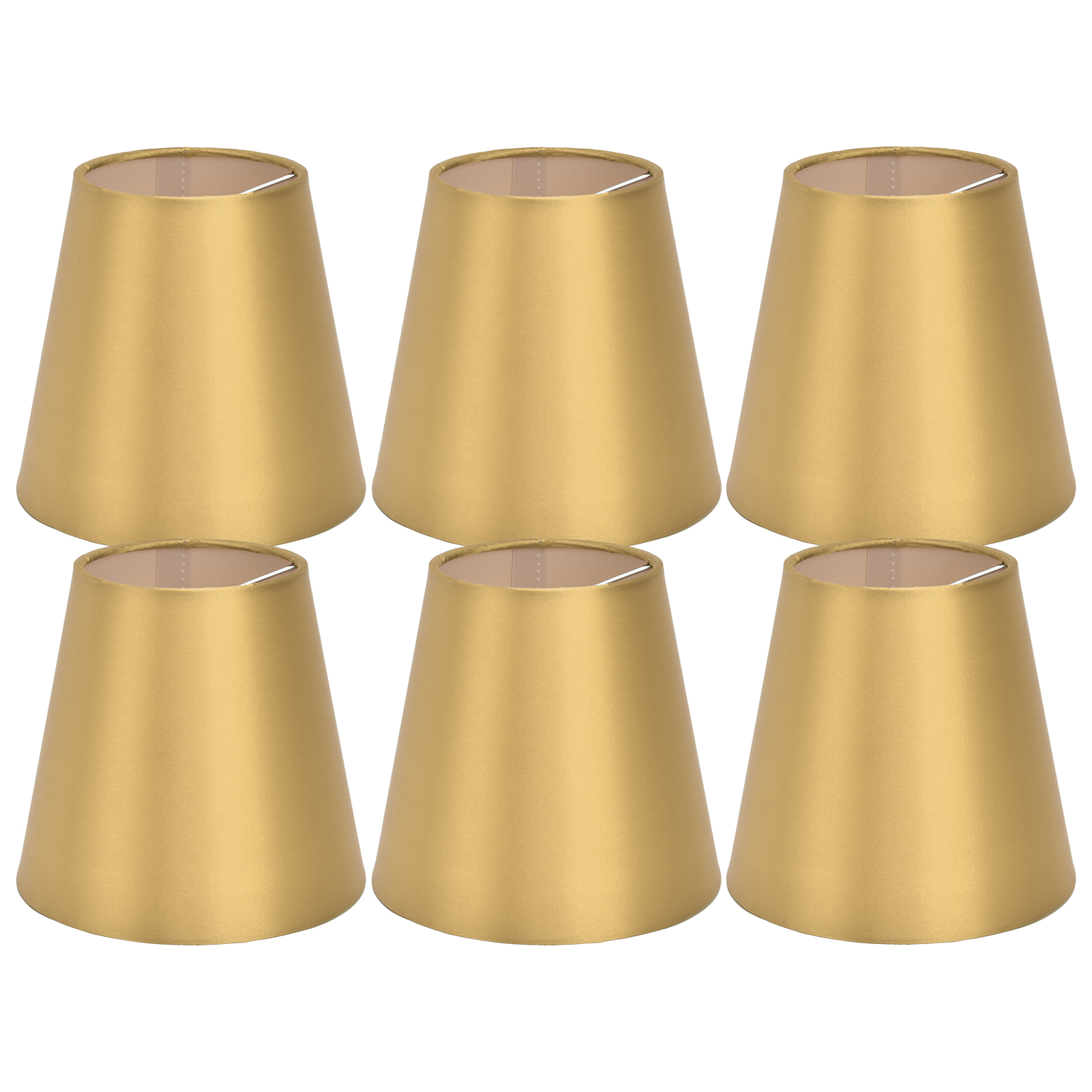 Set Mit 6 E14-stofflampenschirmen Für Tisch- Oder Deckenlampen, Goldfarben Px153