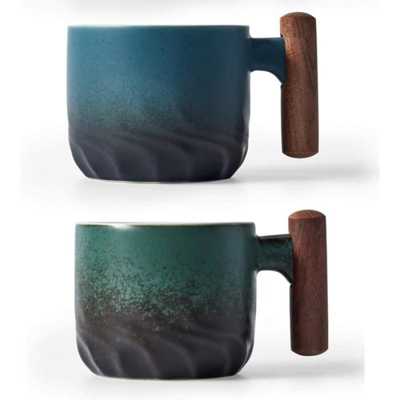 Set Bestehend Aus Keramik-espressotassen Mit Holzgriffen, Espressogläsern, Teetassen Und Wassergläsern Mit Oder Ohne Stiel