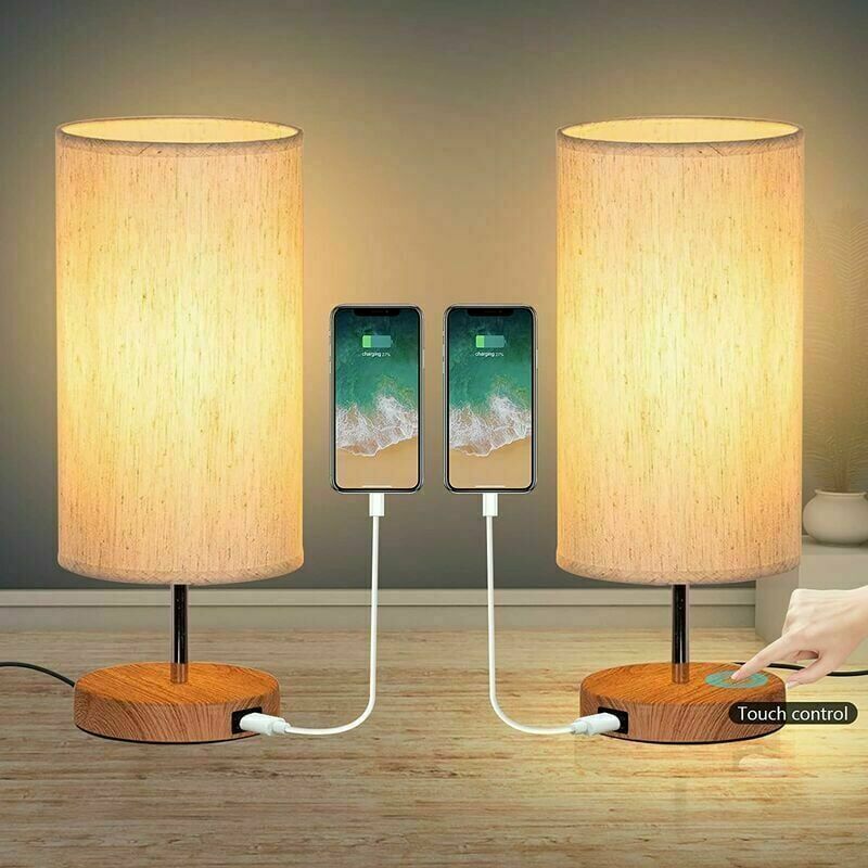 Das Zweiteilige Nachttischlampen-set Von Carmdering Verfügt Über Ein Touch-design, Bietet Drei Farbtemperaturen Und Eine Stufenlose Helligkeitsregelung Und Ist Mit Einem Anschluss Für