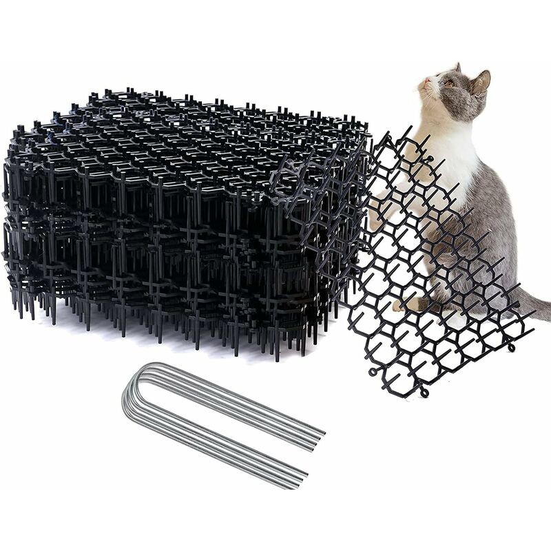 Katzenschutznetz Mit Stacheln, 12 Stück, Katzenschutzstacheln, Katzenmatte Aus Kunststoff, Stacheln, Pflanzenschutzstreifen Für Gartennetze, Weidezäune