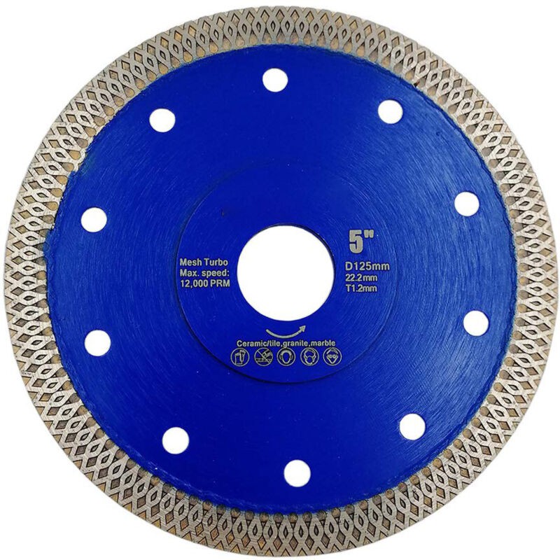 125-mm-diamanttrennscheibe Ø125 X 22,23 X H10 Mm, 1,2 Mm Extra Dünn Mit X-mesh-turboklinge Für Marmor, Granit Und Keramikfliesen