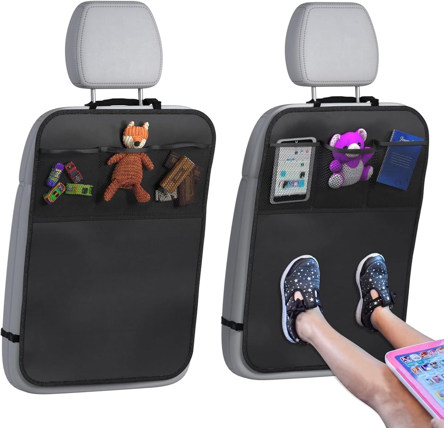 Autositz-rückenlehnenschutz – 2er-set – Oxford-gewebe – Wasserdicht Mit Taschen – Universell Für Kinder Und Haustiere – 60 X 45 Cm