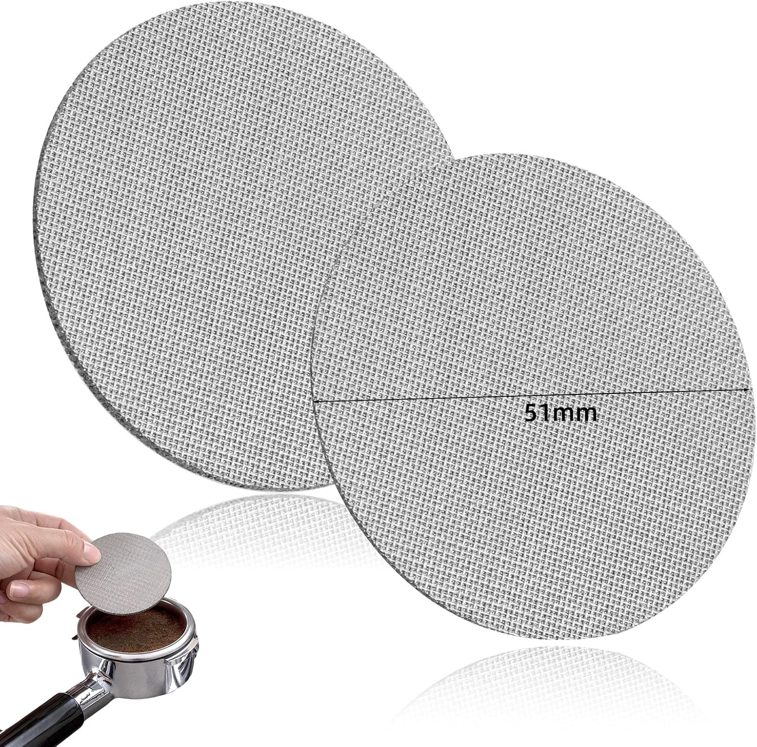 51-mm-espressofilter – 2 Stück – Edelstahl 316 – 150 Μm Maschenweite – Für Kaffeemaschinen – 1 Mm Und 1,7 Mm Dicke