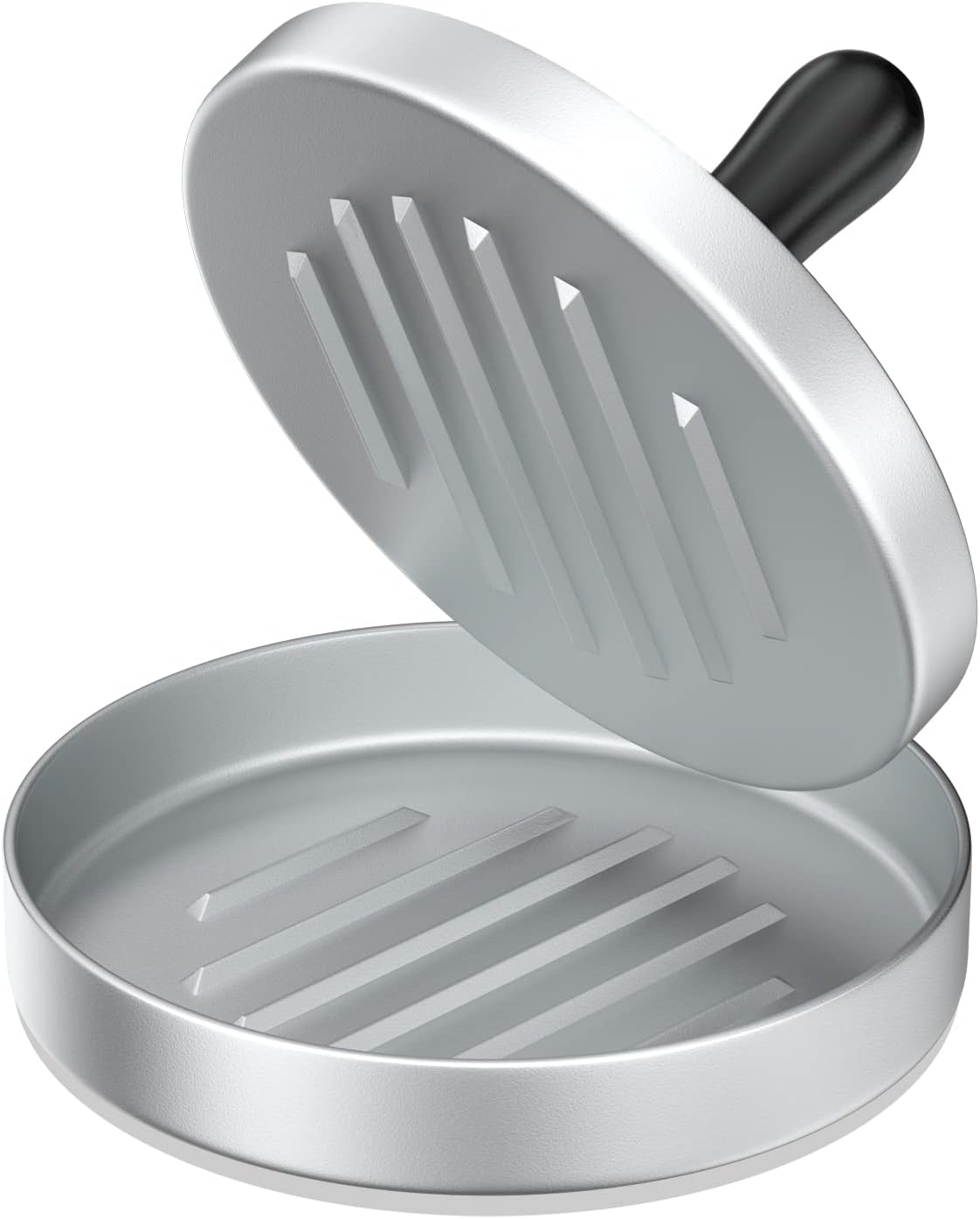 Hamburgerpresse – 1 Stück – Eloxiertes Aluminium – Antihaftbeschichtung – Zum Grillen Und Kochen – Silber