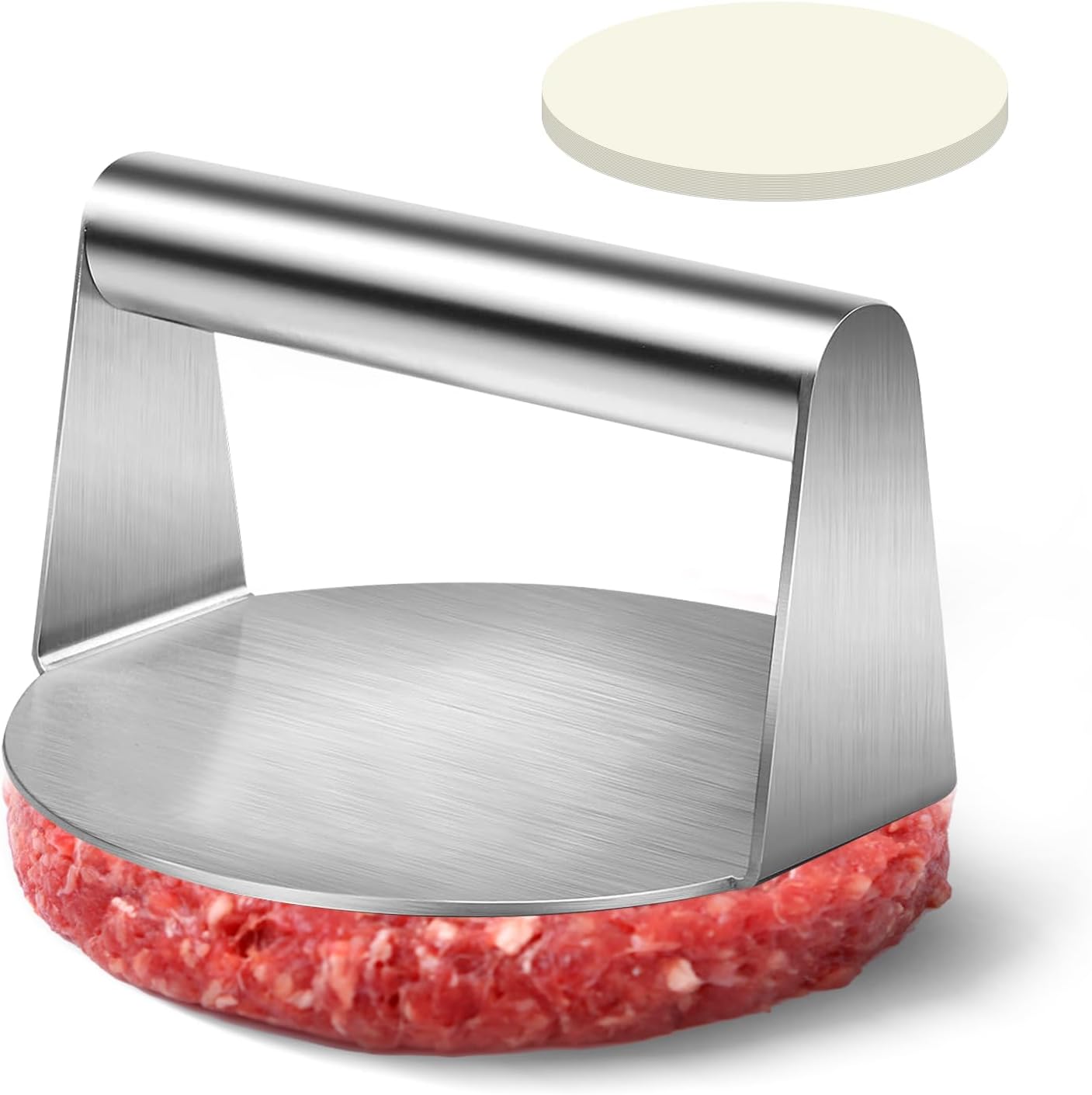 14 Cm Burgerpresse Aus Edelstahl – Antihaft-hackfleischform – Für Grill Und Pfanne Mit Backpapier