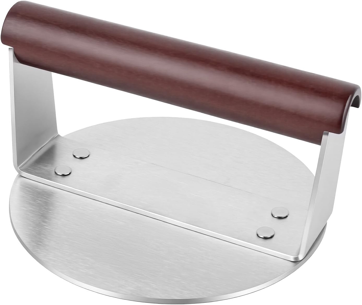 Hamburgerpresse – 1 Stück – Edelstahl Und Holz – Gleichmäßiges Garen – Grill- Und Bratplattenfunktion – 16,5 Cm
