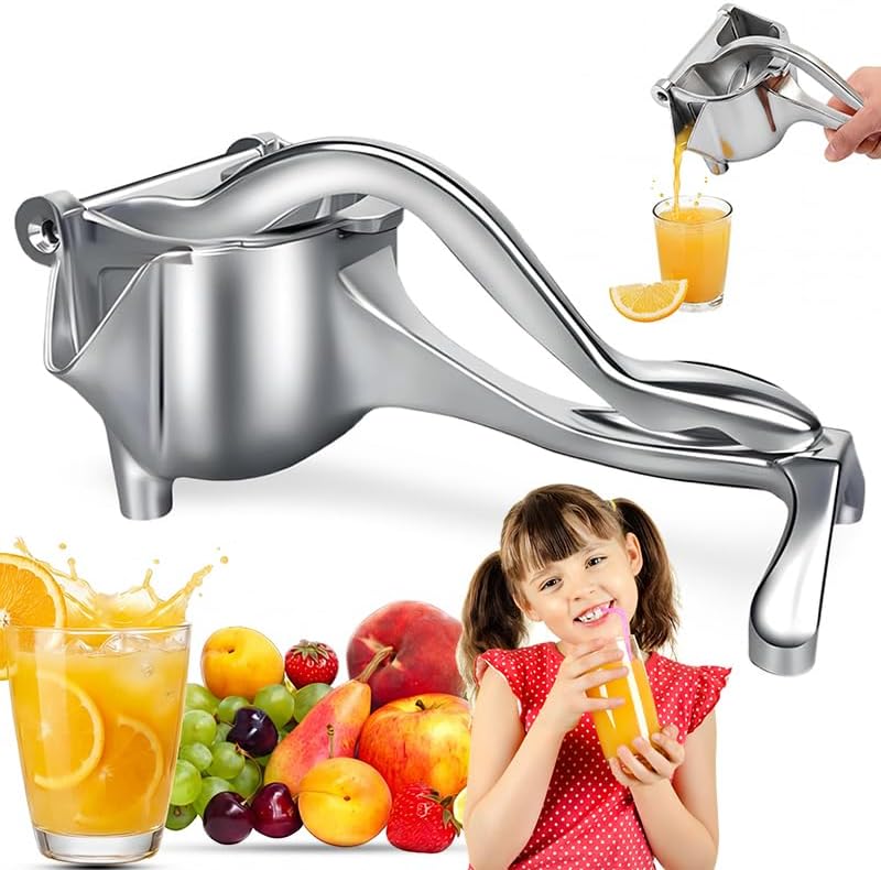 Manuelle Zitruspresse – 1 Stück – Lebensmittelechtes Aluminium – Leiser Betrieb – Für Küche Und Bar – Silber