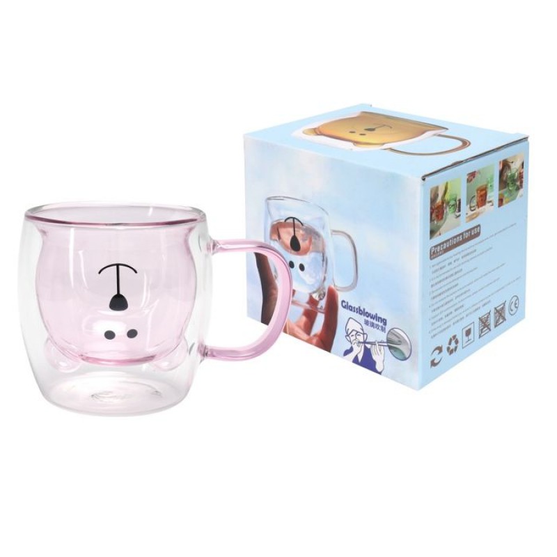 Bärenförmiger Glasbecher, 250 Ml, Doppelwandig, Mit Henkel, Für Tee, Kaffee Und Milch, Für Zuhause