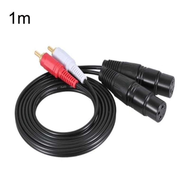 2rca Auf 2xlr Audiokabel – 1 M – Doppel-lotus-stecker Auf Doppel-buchse – 24 Karat Vergoldete Stecker