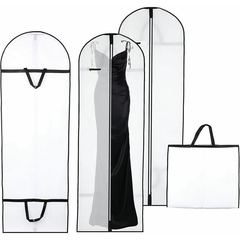 Set Aus 2 Hängenden Kleidersäcken, Faltbare 180 X 60 Cm Große Hülle Für Brautkleider, Lange Staub- Und Feuchtigkeitsdichte Hülle, Ideal Für Dessous, Anzüge, Mäntel Und Abendkleider.