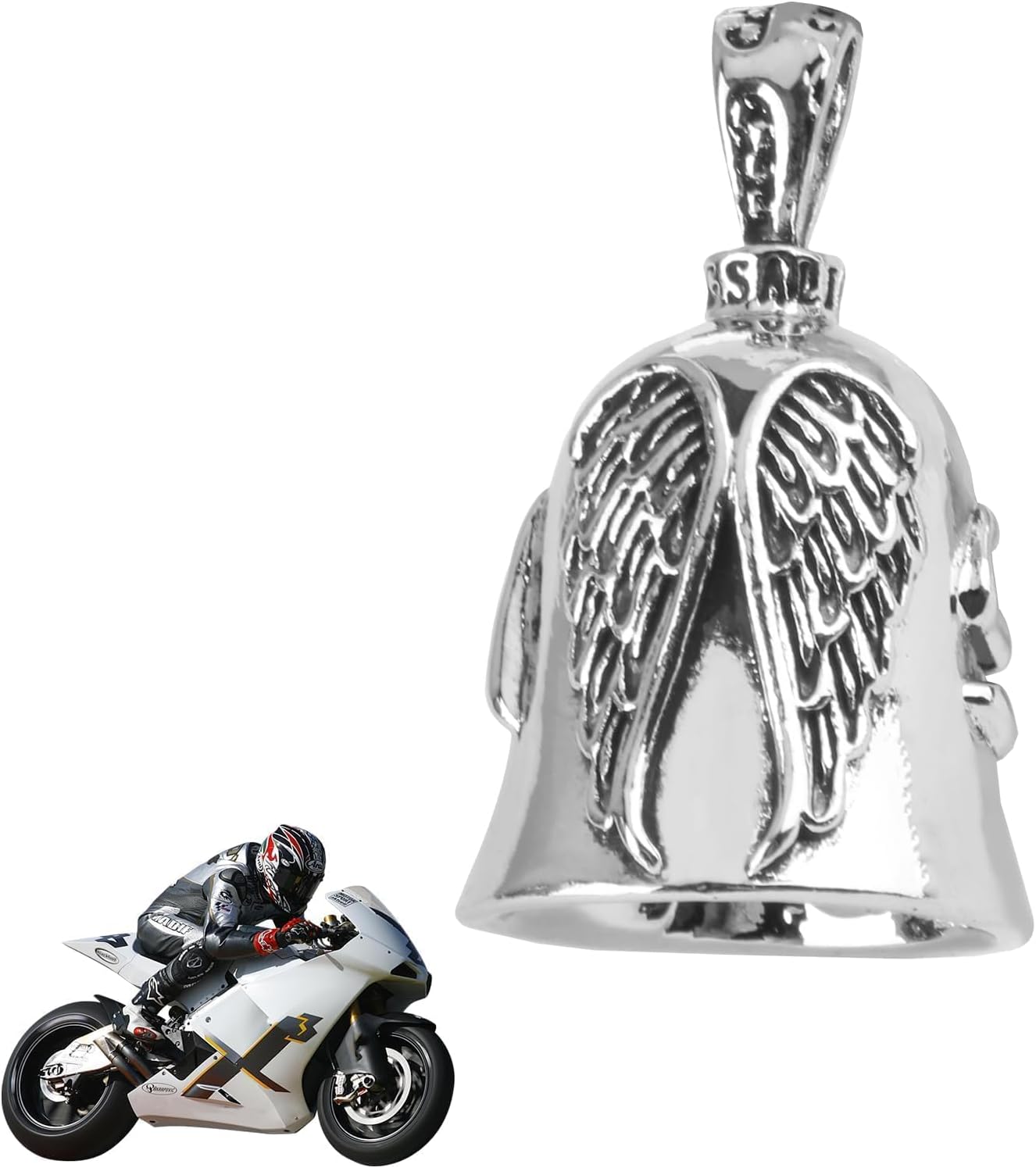 Edelstahl-glocke „guardian Ride“, Motorradglocke „schutzengel“ Für Schutz Und Glück, Ideal Für Motorradfahrer Und Radfahrer