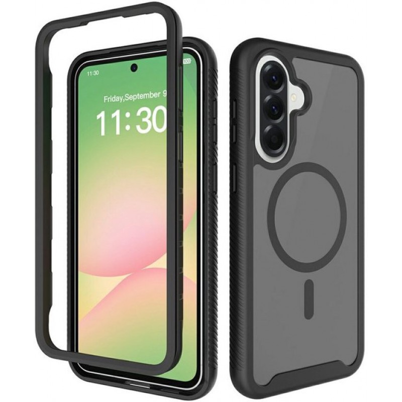 Schutzhülle Mit Integriertem Displayschutz Für Samsung Galaxy A57 – Magsafe/qi2-kompatibel – Rundumschutz – Stoßfeste Schutzhülle – Transparente Schwarze Hülle