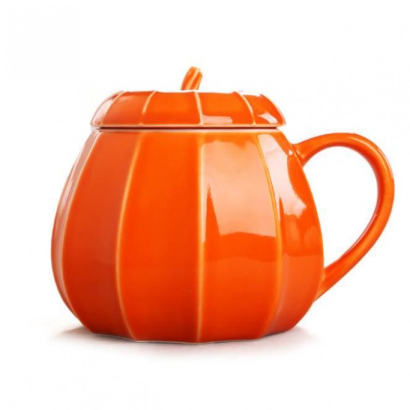 Kürbis-teetasse – Keramik – 300 Ml – Mit Deckel – Modernes Design