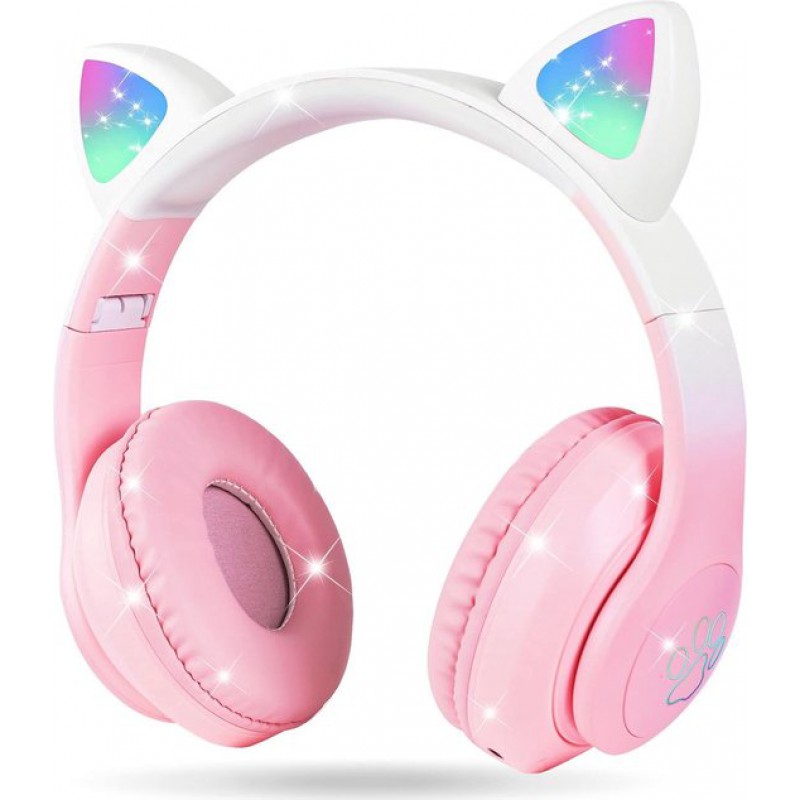 Bluetooth-kopfhörer Für Kinder Mit Katzenohren – Kabellos Und Kabelgebunden, Hd-stereo-sound, 10 Stunden Akkulaufzeit, Lautstärkebegrenzer Für Mehr Sicherheit