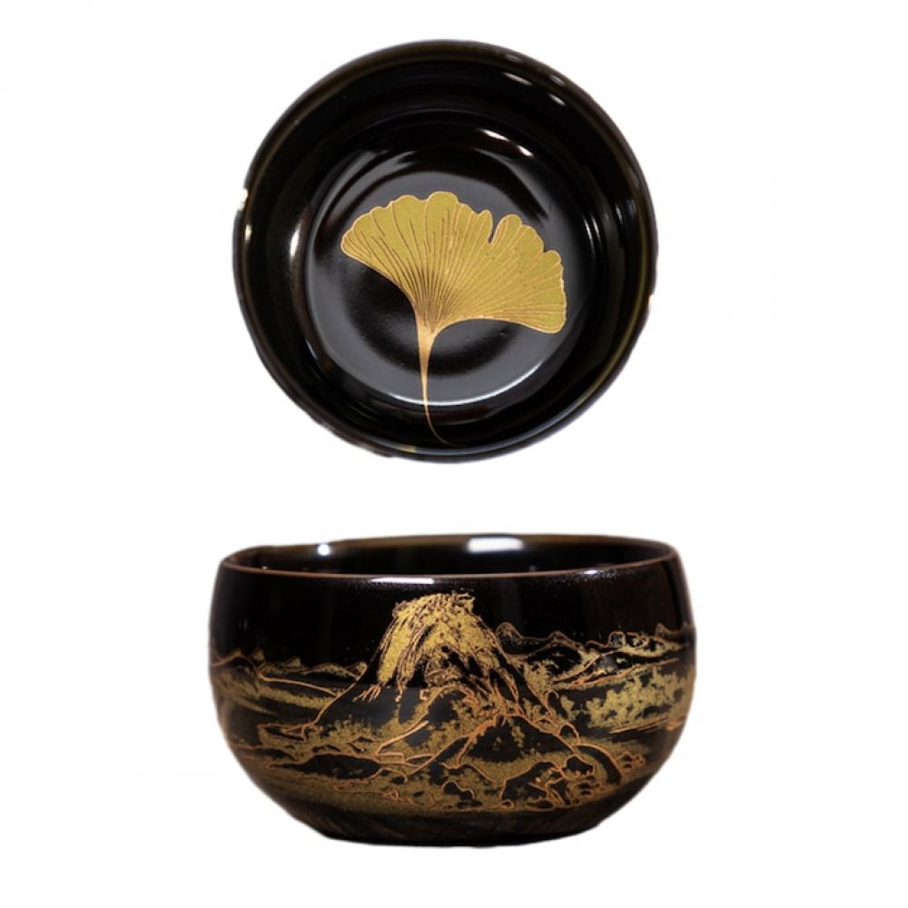Schwarze Keramiktassen Mit Goldenen Details, 11er-set, 9 X 5,5 Cm, 200 Ml Fassungsvermögen