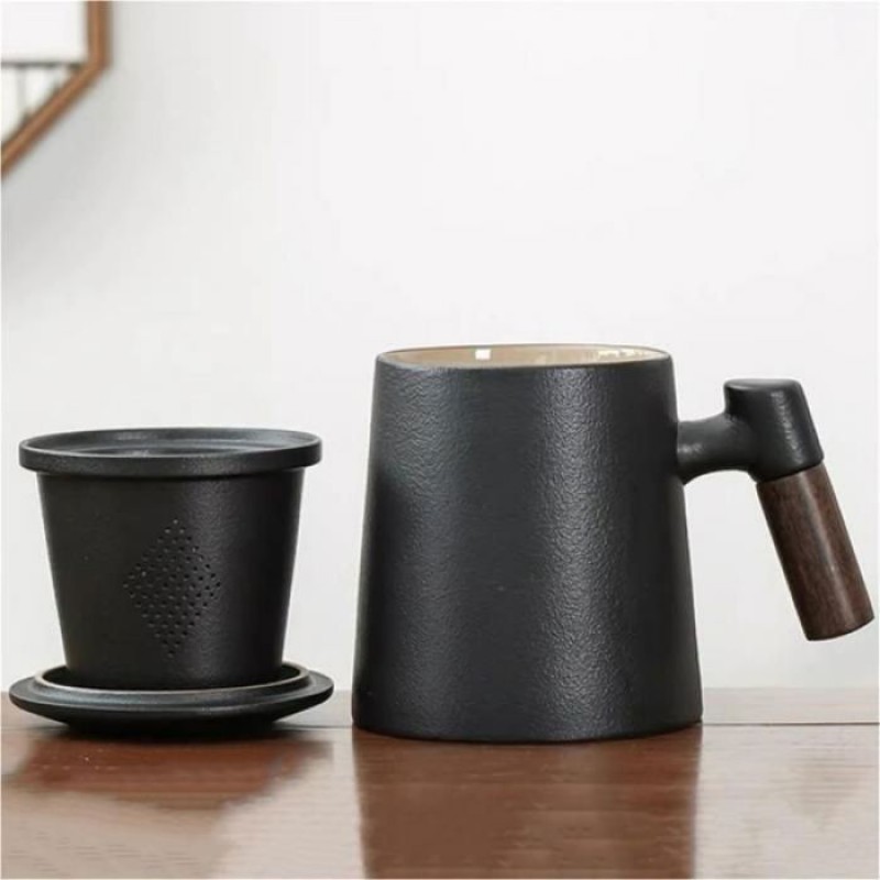 Keramikbecher Für Tee, Wasserabscheidung, Bubble-tasse, Hausstil, Henkel Mit Gürtel, Teefilter Mit Deckel, Trinkgefäßart, Form