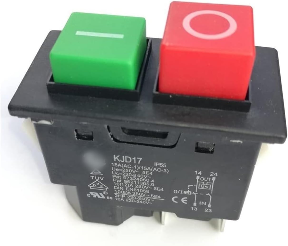 Druckknopf-ein-/ausschalter, Netzschalter, Kjd17 Ip55 Wasserdichter 220–240 V 16 A Elektromagnetischer Sicherheits-druckknopfschalter Für Gartenmaschinen Und -geräte