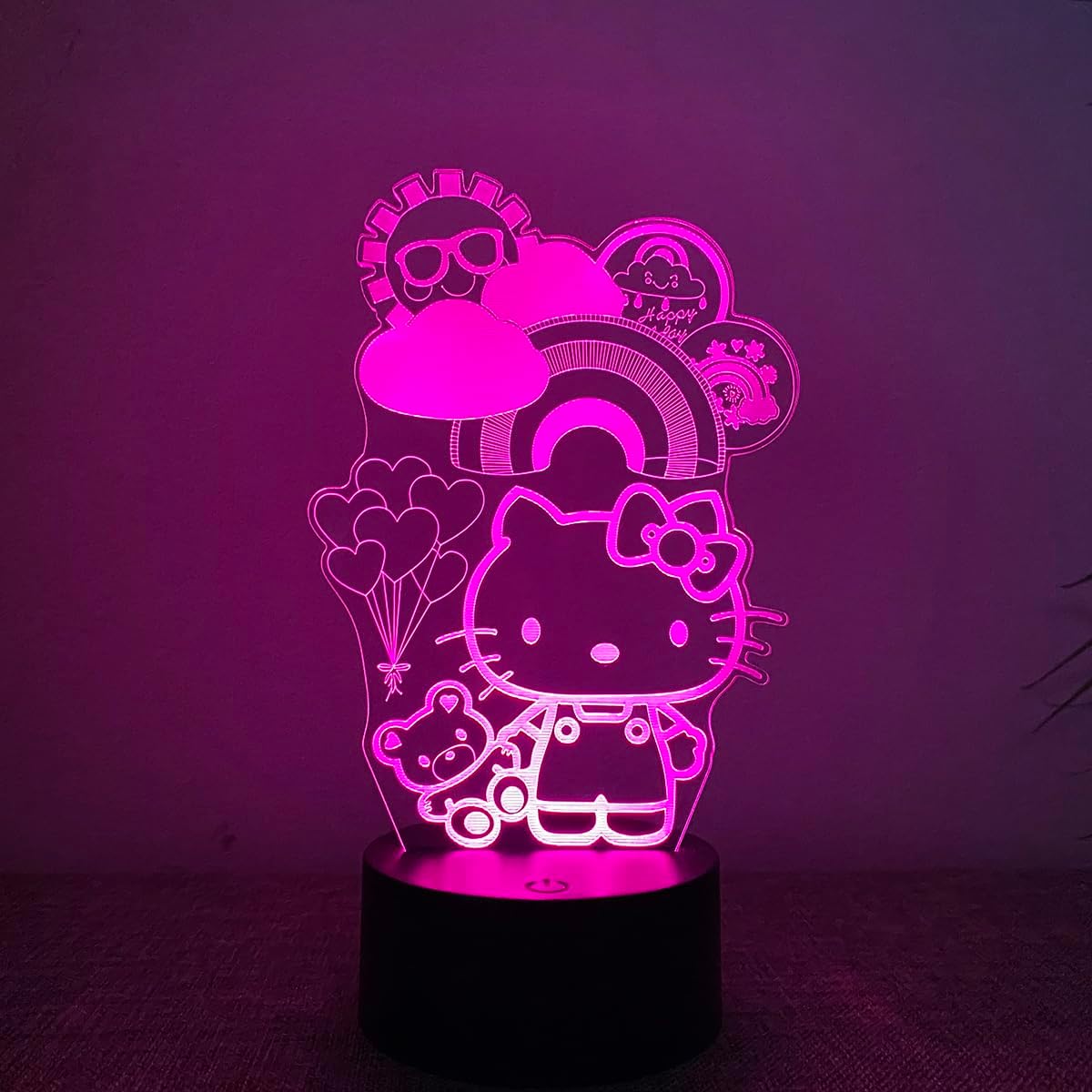 Katzen-nachtlicht, 3d-katzenlampe, 3d-led-nachtlicht Mit Illusionseffekt, 7 Frei Wählbare Lichtfarben, Berührungsschalter, Nachtlicht Mit 3d-visualeffekten