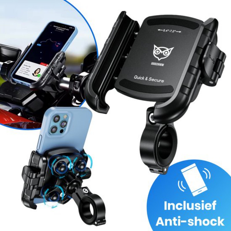 Good2know Motorrad-/atv-handyhalterung Mit Stoßdämpfungssystem – Smartphone-halterung Mit Vibrationsdämpfern – Handyhalterung – 360°-drehung – Geeignet Für Fahrräder, Roller Und Quads