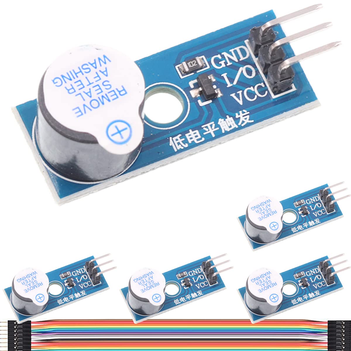 5-teiliges Aktives Summermodul, Summer Mit Geringer Auslöseschwelle, 3,3–5-v-summer-alarm-player, Soundmodul Für Arduino Mit Befestigungslöchern, Dupont-kabel