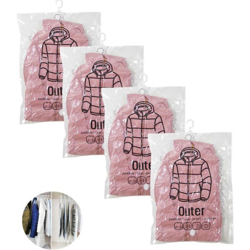 Set Mit 4 Hängenden Vakuum-aufbewahrungsbeuteln Für Kleidung, 67 X 90 Cm, Vakuumbeutel Für Anzüge, Mäntel Oder Jacken